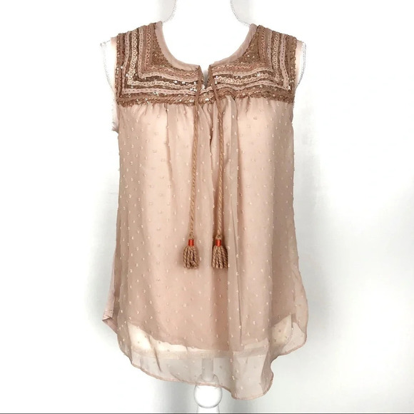 Anthropologie Tops - Anthropologie A Common Thread | Blush Sequin Top